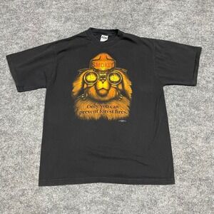 Vintage Smokey Bear Shirt XL Black JAM Join American Made 90s Forest‎ Fire USA